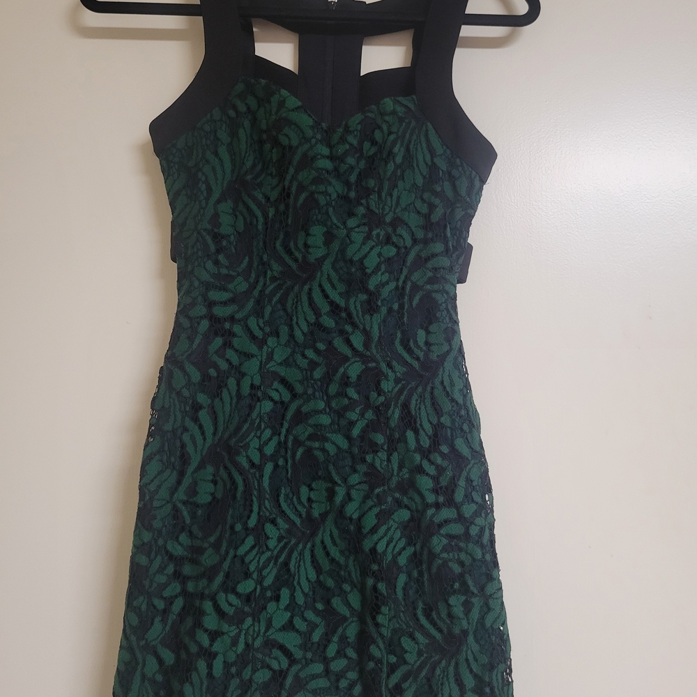 Green and Black Dress Mini Dress With Open Back
